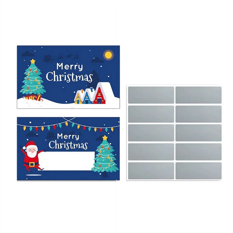 10 Pcs Cartoon Christmas Reward Scratch Card, DIY Scratch Off Game Cards and Stickers Motivational Scratch Off Tickets, for Groups Activity Xmas Party Supplies - Image 1
